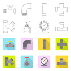 Vector design of pipe and tube icon. Collection of pipe and pipeline stock symbol for web.