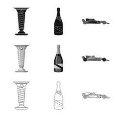 Vector design of car and rally symbol. Set of car and race stock vector illustration.