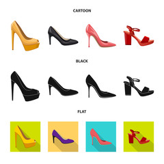 Isolated object of footwear and woman icon. Set of footwear and foot vector icon for stock.