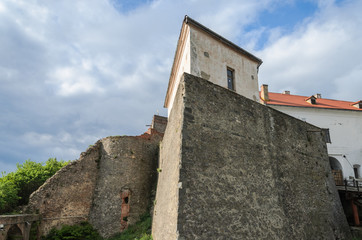 Stone wall of the castle palanok in Mukachevo