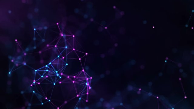 Abstract digital communication and technology blue background plexus with lines and dots. Looped 4K motion graphic.