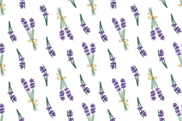 Hand drawn watercolor lavender flowers, isolated objects on the white background, lavender flowers watercolor illustration, symbol of French Provence, vintage and romantic style