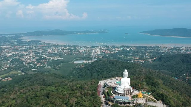 Aerial Drone Shot of Big Buddha Phuket Thailand