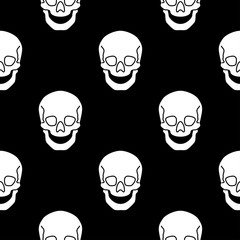 Seamless pattern with flat vector skulls illustration