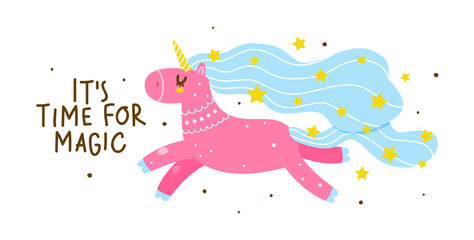 Cute cartoon unicorn for Your magic design