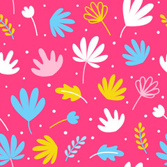 Fototapeta na wymiar Seamless pattern with color tropical leaves for Your vibrant summer design