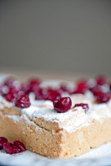 Cherry pie with heart shaped on the rustic background