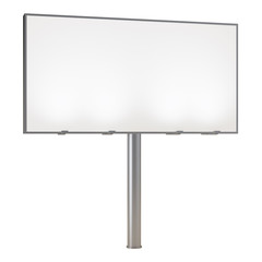 Blank billboard isolated on white background. Mockup. 3D rendering.