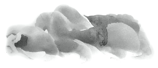 Abstract watercolor background hand-drawn on paper. Volumetric smoke elements. Neutral Gray color. For design, web, card, text, decoration, surfaces.