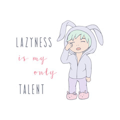 Cute little boy illustration with funny quote lettering