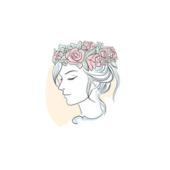 Drawn logo of young woman wedding haistyle