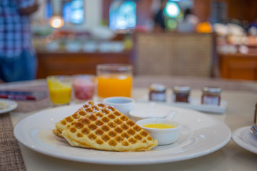 table with waffles