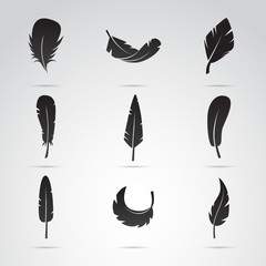 Feather vector icon set.