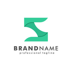 Letter S Logo Green Abstract Square Ribbon Flat Vector Design Letter Logo Template