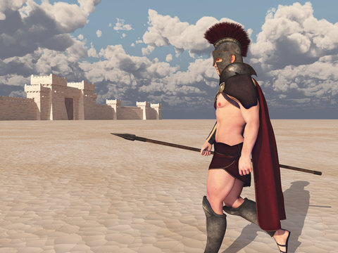 Achilleus, Heros der Griechen vor Troja, zieht in den Kampf