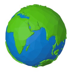 Origami style globe with 3d paper effect as illustration of planet Earth