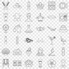Beauty salon icons set. Outline style of 36 beauty salon vector icons for web for any design