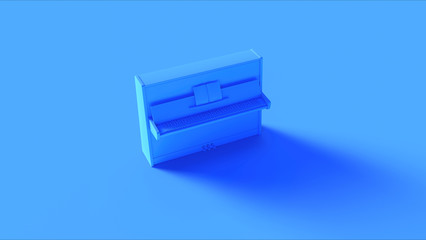 Blue Classic Upright Piano 3d illustration 3d render