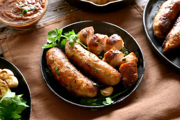 Homemade fried sausages