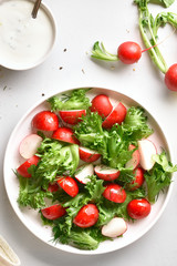 Radish salad with lettuce leaves