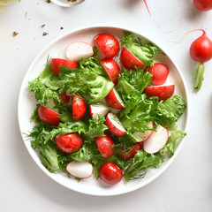 Radish salad with lettuce leaves