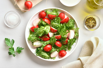 Radish salad with lettuce leaves