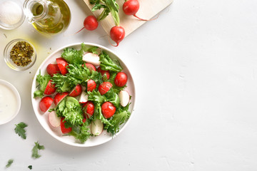 Radish salad with lettuce leaves