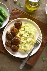 Minced meat cutlets with mashed potatoes