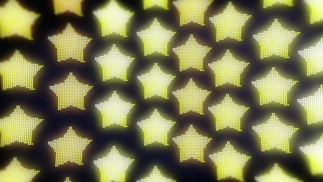 Stars led shows. This is a stock motion graphics video that displays wonderful footage of yellow or orange LED lights moving sequentially to form stars.