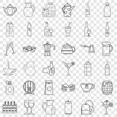 Drink icons set. Outline style of 36 drink vector icons for web for any design