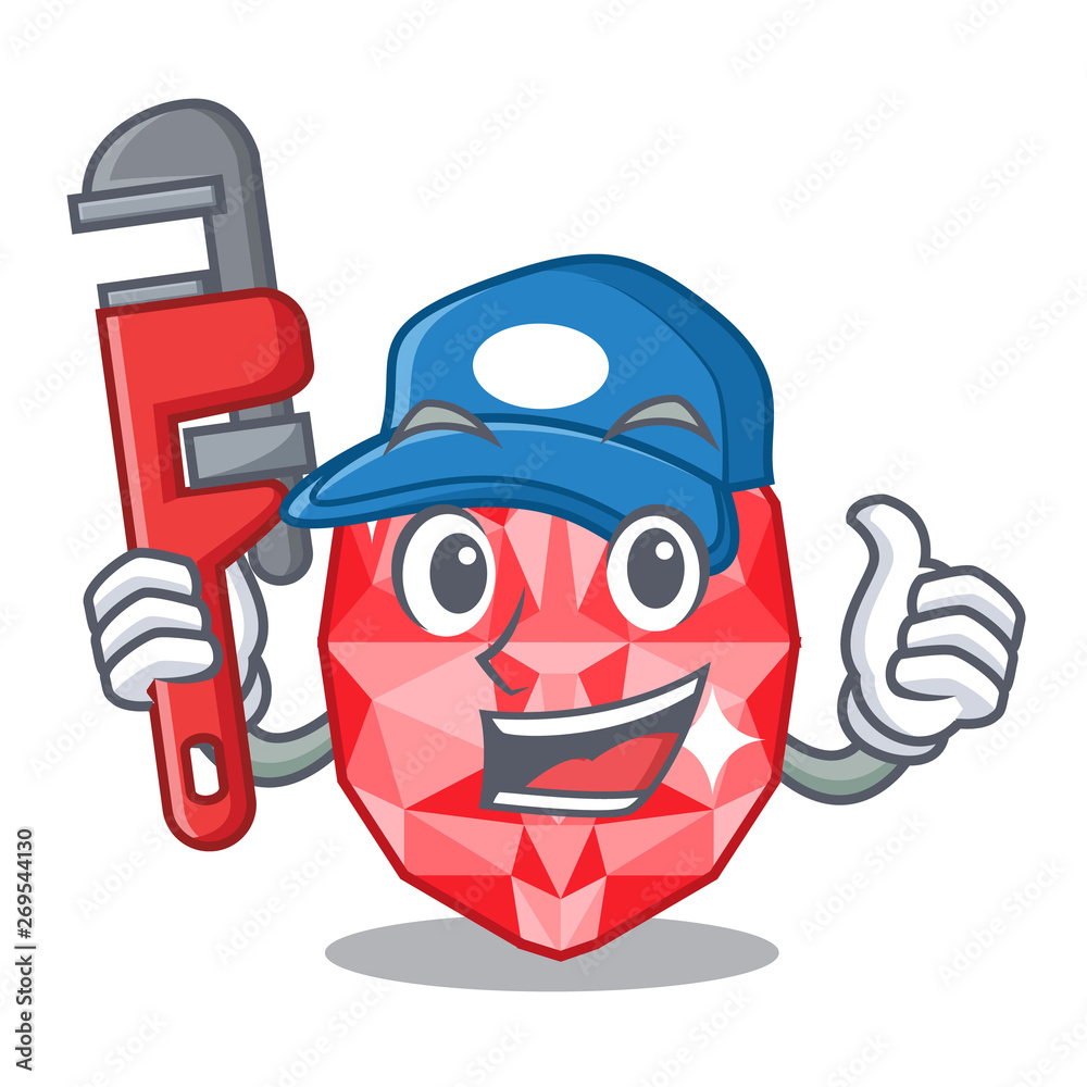 Wall mural plumber ruby gems in the mascot shape