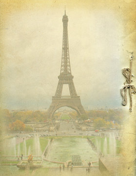 vintage background and eiffel tower in paris