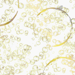 Amazing and elegant wrapping paper on white background with bubbles and stains.