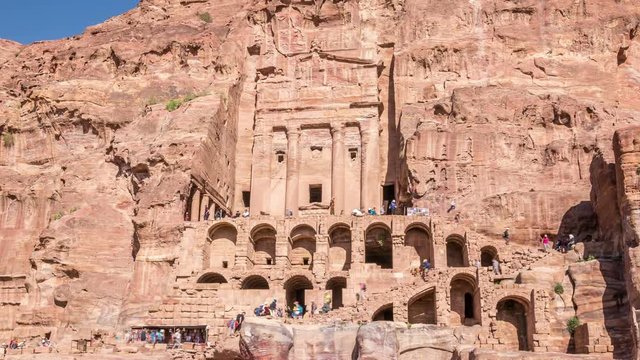 Time lapse video of the Urn Tomb, one of the Royal Tombs of Petra, Jordan