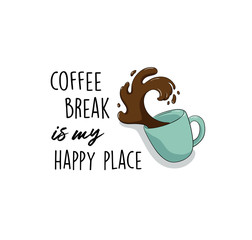 Coffee break fun sticker design vector