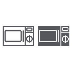 Microwave line and glyph icon, cooker and electronic, oven sign, vector graphics, a linear pattern on a white background.