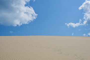 White beach with tropical sand and coral and blue sea background. Mozambique. Vilankulos
