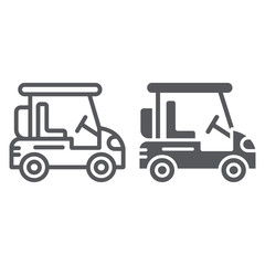 Golf cart line and glyph icon, transportation and auto, golf car sign, vector graphics, a linear pattern on a white background.