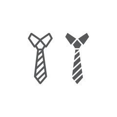 Necktie line and glyph icon, clothes and formal, tie sign, vector graphics, a linear pattern on a white background.