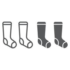 Socks line and glyph icon, clothes and fashion, hosiery sign, vector graphics, a linear pattern on a white background.