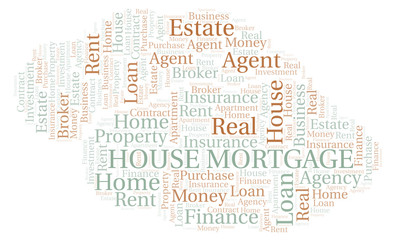 Fototapeta premium House Mortgage word cloud. Wordcloud made with text only.