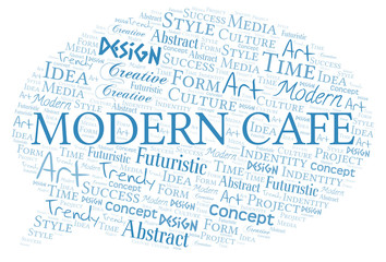 Modern Cafe word cloud. Wordcloud made with text only.