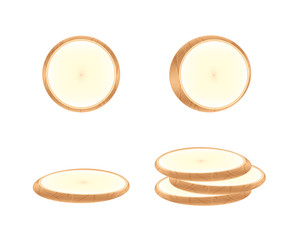 raw cassava fresh isolated on white background, cassava cut slice for tapioca flour industry or ethanol industry, pile yucca cassava tuber, raw manioc cassava in top view