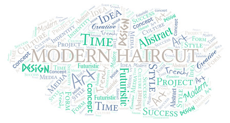 Modern Haircut word cloud. Wordcloud made with text only.
