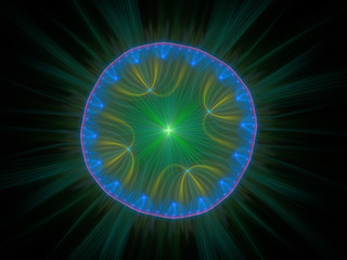 Biotechnology. Living cells under the microscope. Abstract scientific 3d illustration.