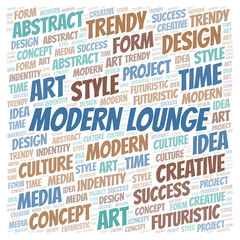 Modern Lounge word cloud. Wordcloud made with text only.