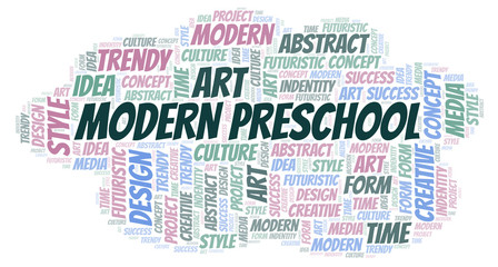 Fototapeta premium Modern Preschool word cloud. Wordcloud made with text only.
