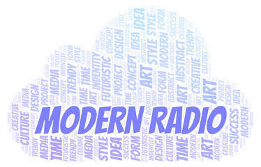 Modern Radio word cloud. Wordcloud made with text only.