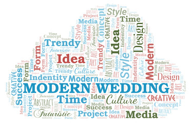 Modern Wedding word cloud. Wordcloud made with text only.