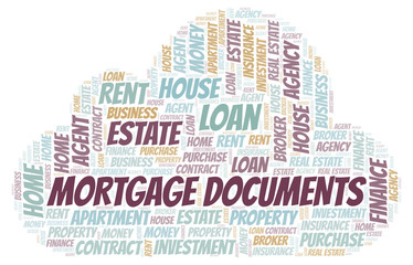Obraz premium Mortgage Documents word cloud. Wordcloud made with text only.